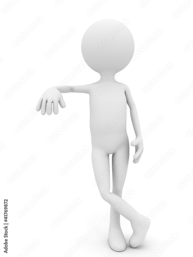 3d person leaning over white background 3d person leaning over white background