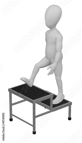 3d render of cartoon character with stairs