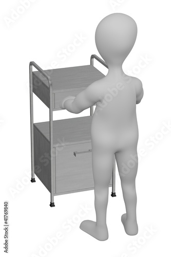 3d render of cartoon character with medical table