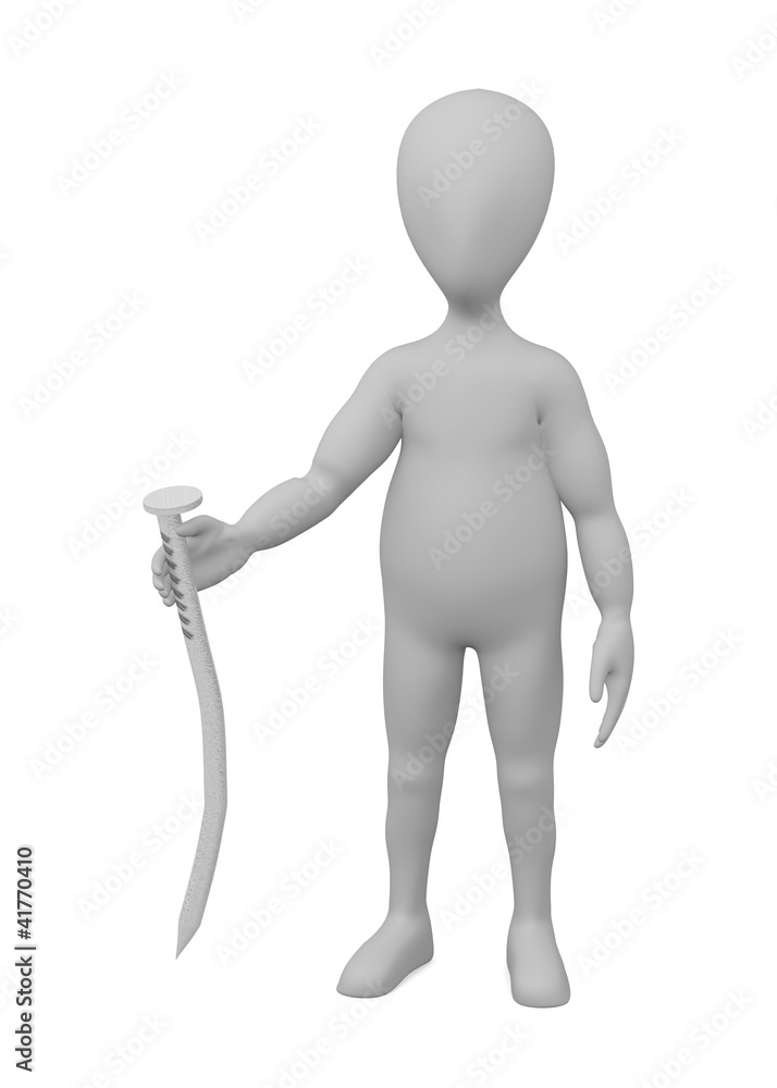 3d render of cartoon character with bended nail 3d render of cartoon character with bended nail