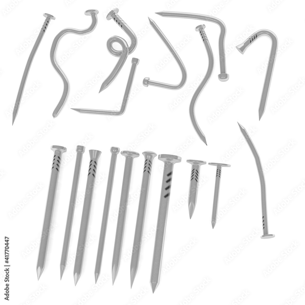 3d render of bended nails 3d render of bended nails