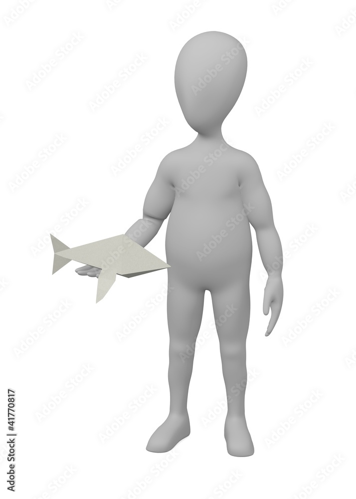 3d render of cartoon character with paper toy 3d render of cartoon character with paper toy