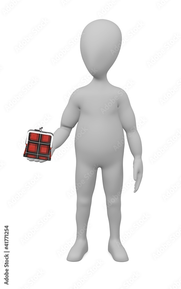 3d render of cartoon character with purse 3d render of cartoon character with purse