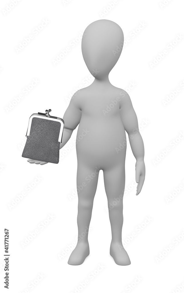 3d render of cartoon character with purse 3d render of cartoon character with purse