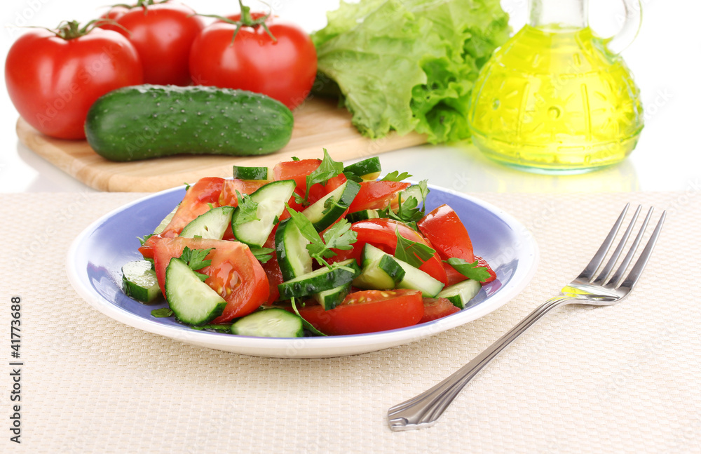 Fresh salad with tomatoes and cucumbers Fresh salad with tomatoes and cucumbers