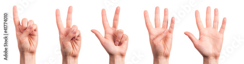 Fotografie Counting Hands from one to five. XXL-size