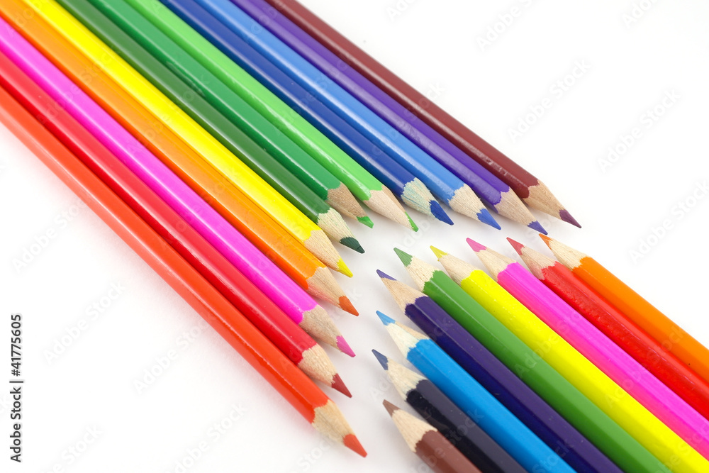 Multi color pencils over white Multi color pencils over white