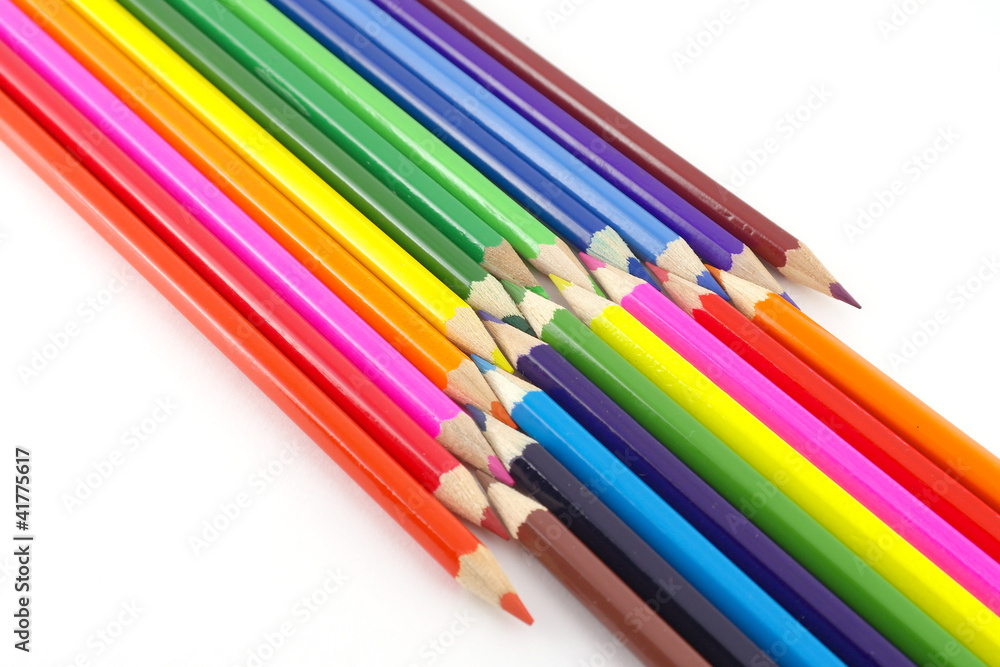 Fototapeta premium Multi color pencils over white