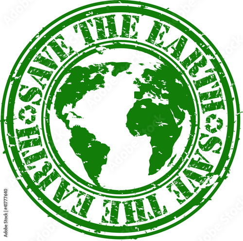 save the earth rubber stamp, vector illustration