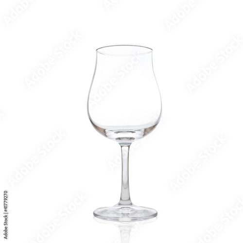 single empty wine glass isolated on the white background