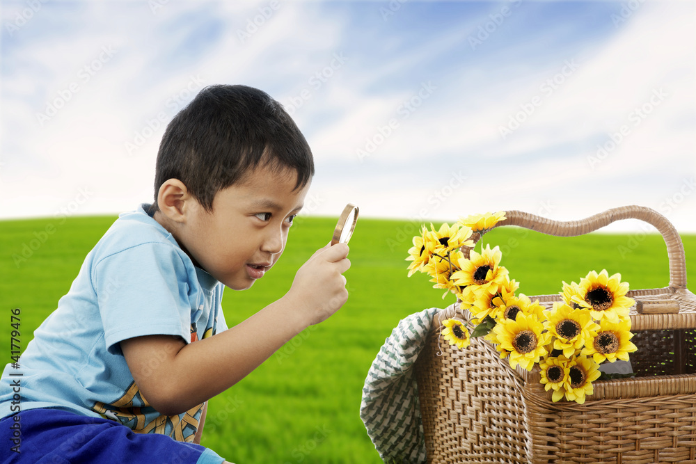 Examining flowers Examining flowers