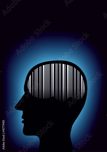 Kopf mit EAN-Code