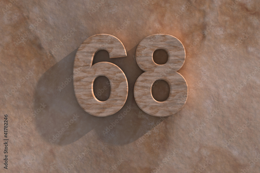68 in numerals in mottled sandstone 68 in numerals in mottled sandstone