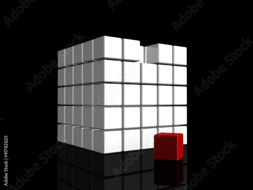 One individuality red cube ...