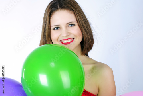bright beautiful girl with air ball