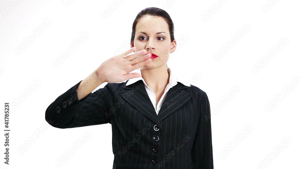 Young beautiful businesswoman using abstract screen Young beautiful businesswoman using abstract screen