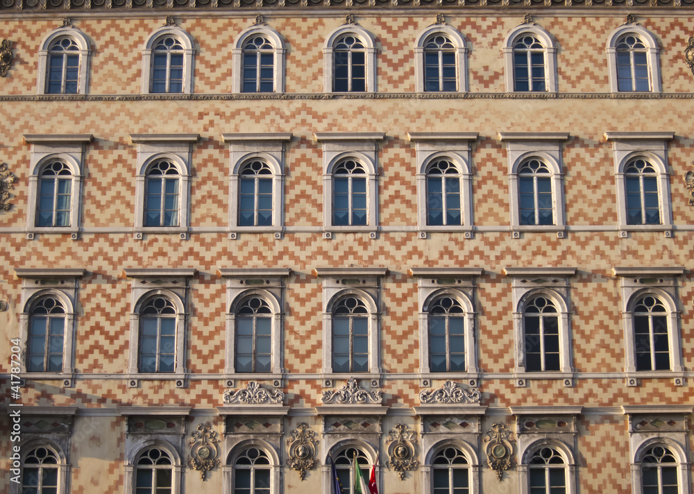 Gopcevich palace facade, in trieste, italy