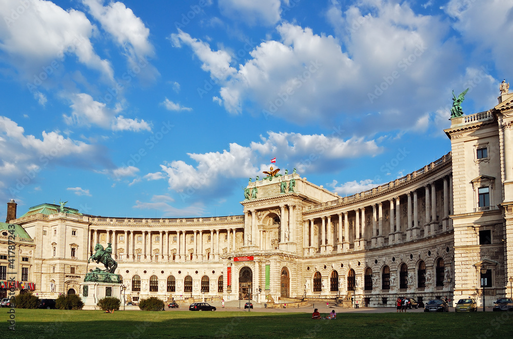 Austrian National Library under picturesque cloudy sky