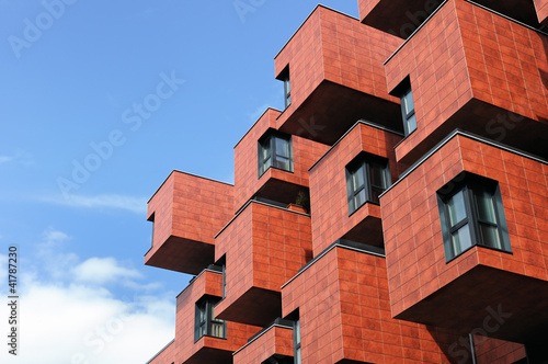 Modern building of unusual shape in Vienna, Austria