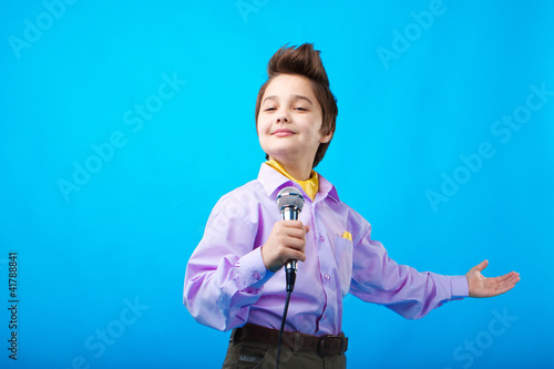 Obraz na plátně a boy with microphone