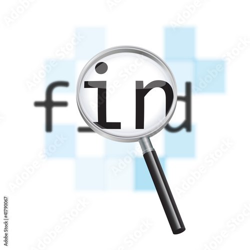 Internet search concept.  Magnifier & abstract pixel background.