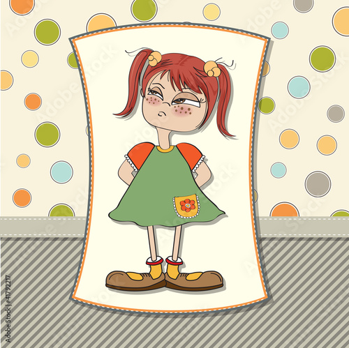 funny young girl amused and distrustful