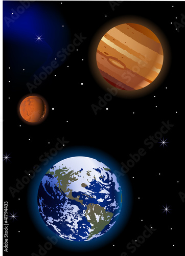 Earth with Mars and Jupiter