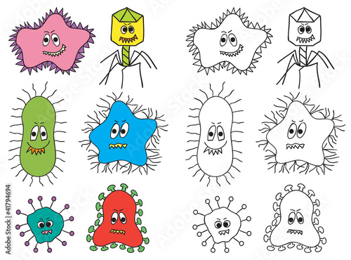 Illustration of bacteria and virus