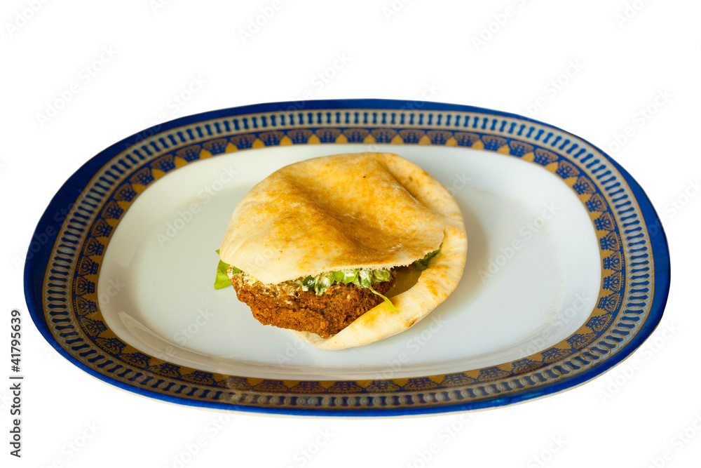 Flat Bread Pita Sandwich Falafel Isolated Flat Bread Pita Sandwich Falafel Isolated