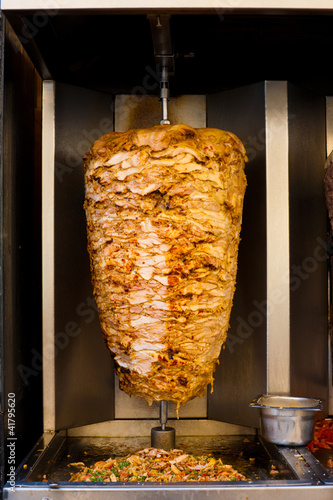Arabic Chicken Spit Cooking Shawarma Meat
