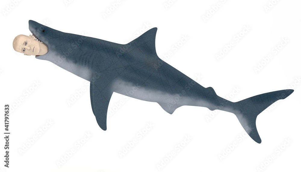 3d render of artificial character eaten by shark 3d render of artificial character eaten by shark