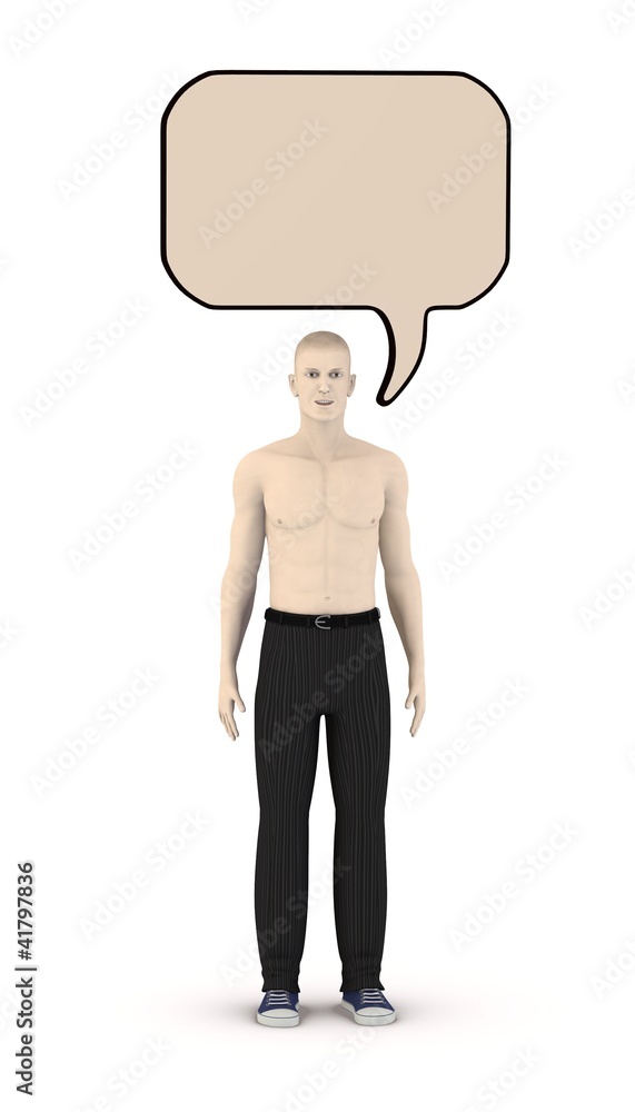 3d render of artifical character with speech bubble 3d render of artifical character with speech bubble