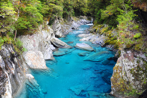 Blue Pools in Haast Highway, New Zealand