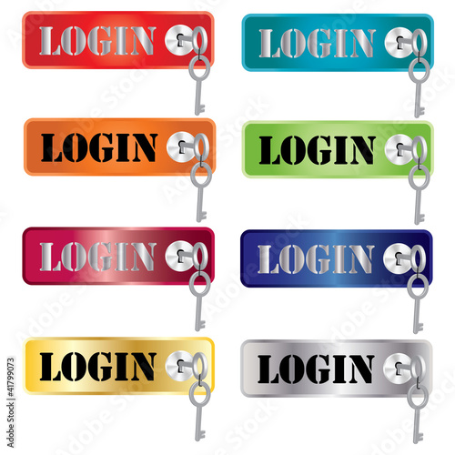 Vector login buttons with key