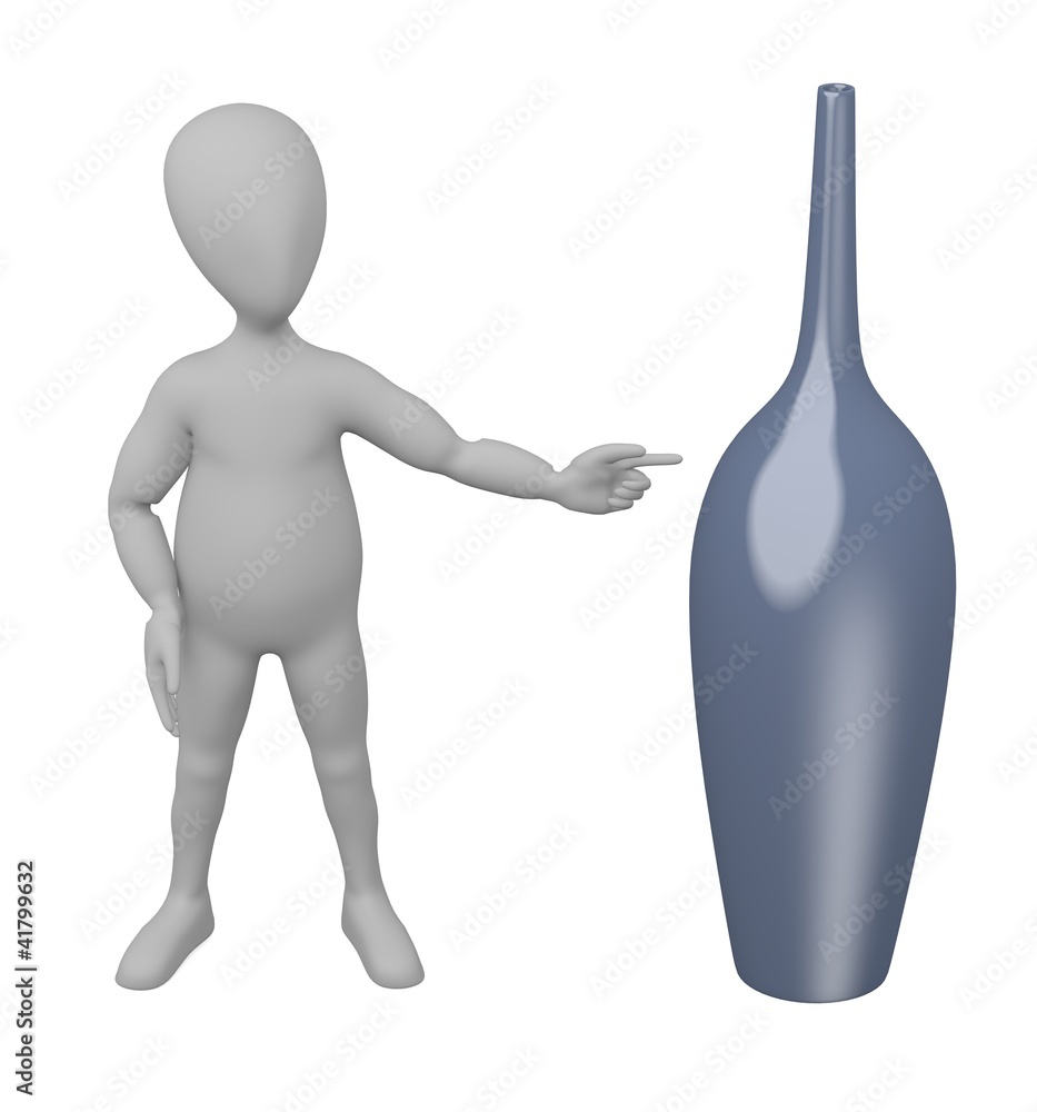 3d render of cartoon character with vase 3d render of cartoon character with vase