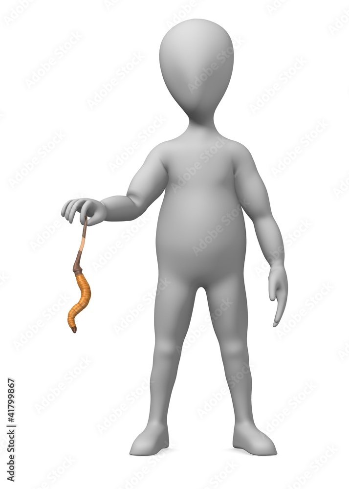 3d render of cartoon character with worm 3d render of cartoon character with worm