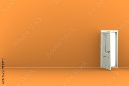 Empty room with orange wall and door
