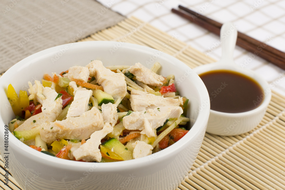 Chicken Teriyaki Noodle salad with teriyaki sauce Chicken Teriyaki Noodle salad with teriyaki sauce
