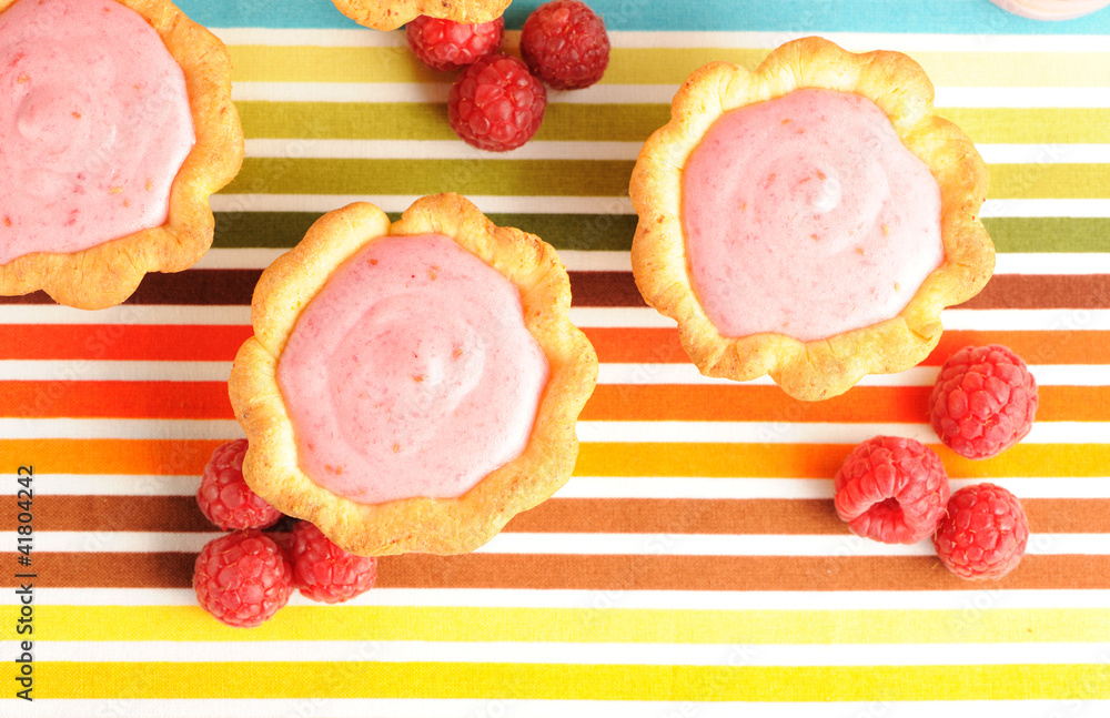 Cake with raspberry yogurt dessert Cake with raspberry yogurt dessert