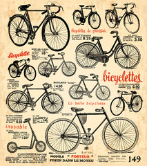 Fotobehang Kranten Vintage fietsadvertentie op krantenpapier  © lynea