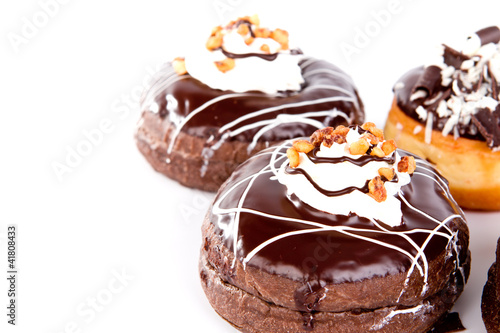 Donut with chocolate and peanut