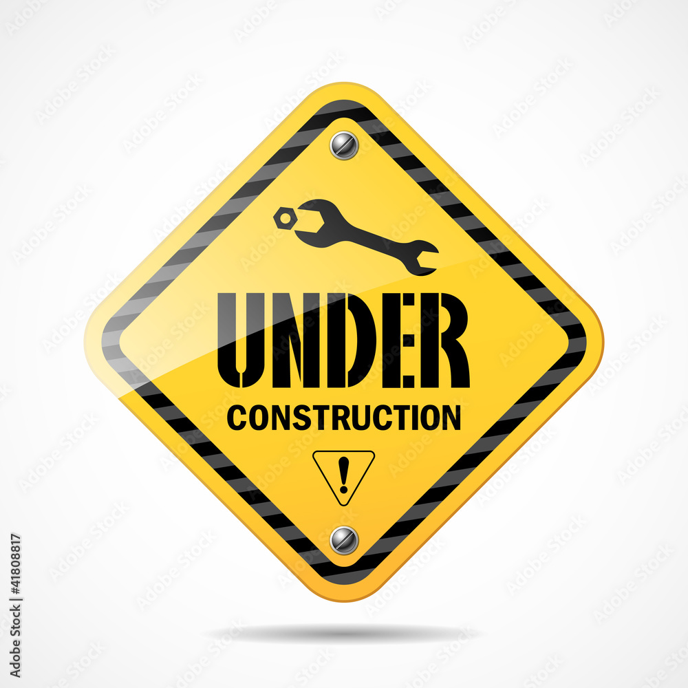 Under construction sign black and yellow, vector Under construction sign black and yellow, vector