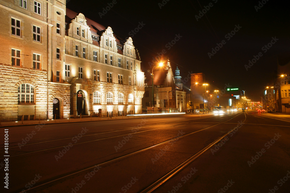 Ulica Św.Marcina w Poznaniu nocą