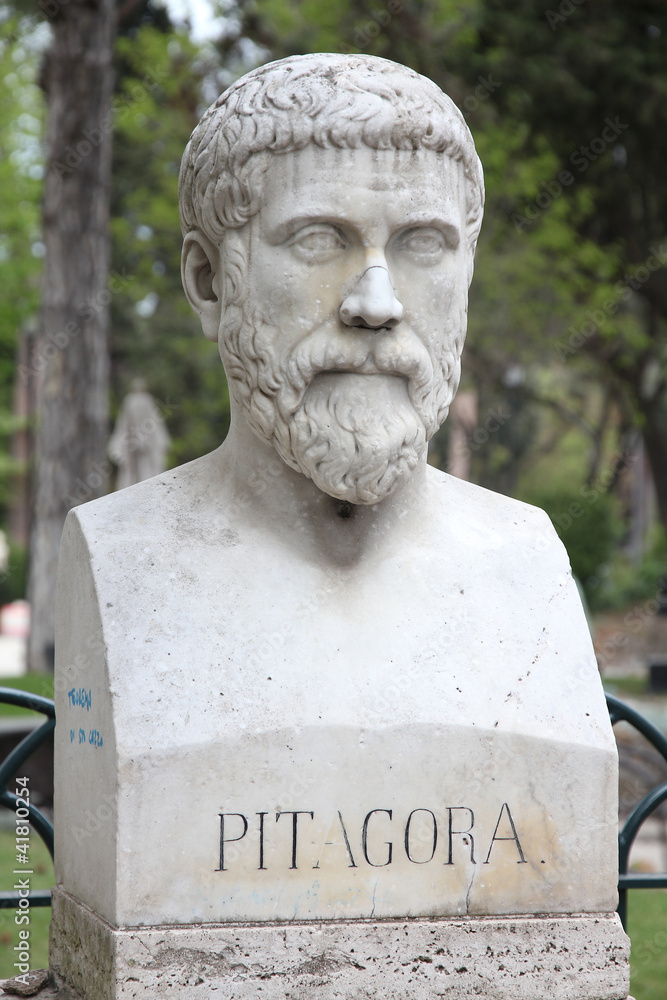 Fototapeta premium Pythagoras bust sculpture in Villa Borghese, Rome