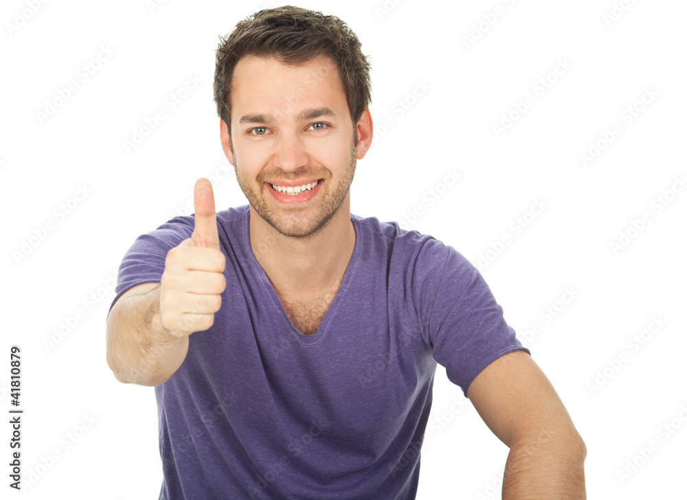 junger mann mit daumen hoch Stock Photo | Adobe Stock