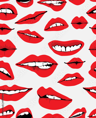 Seamless background with different red lips