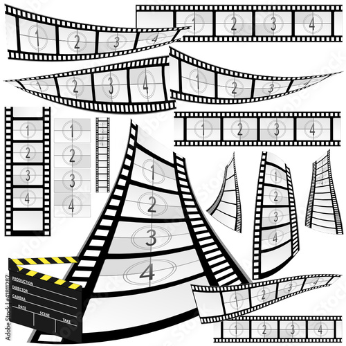 film strip and movie clipper vector