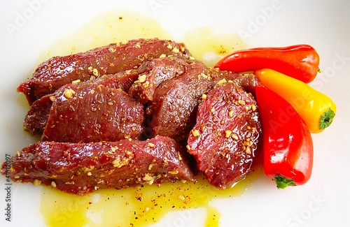 Elk steaks in marinade