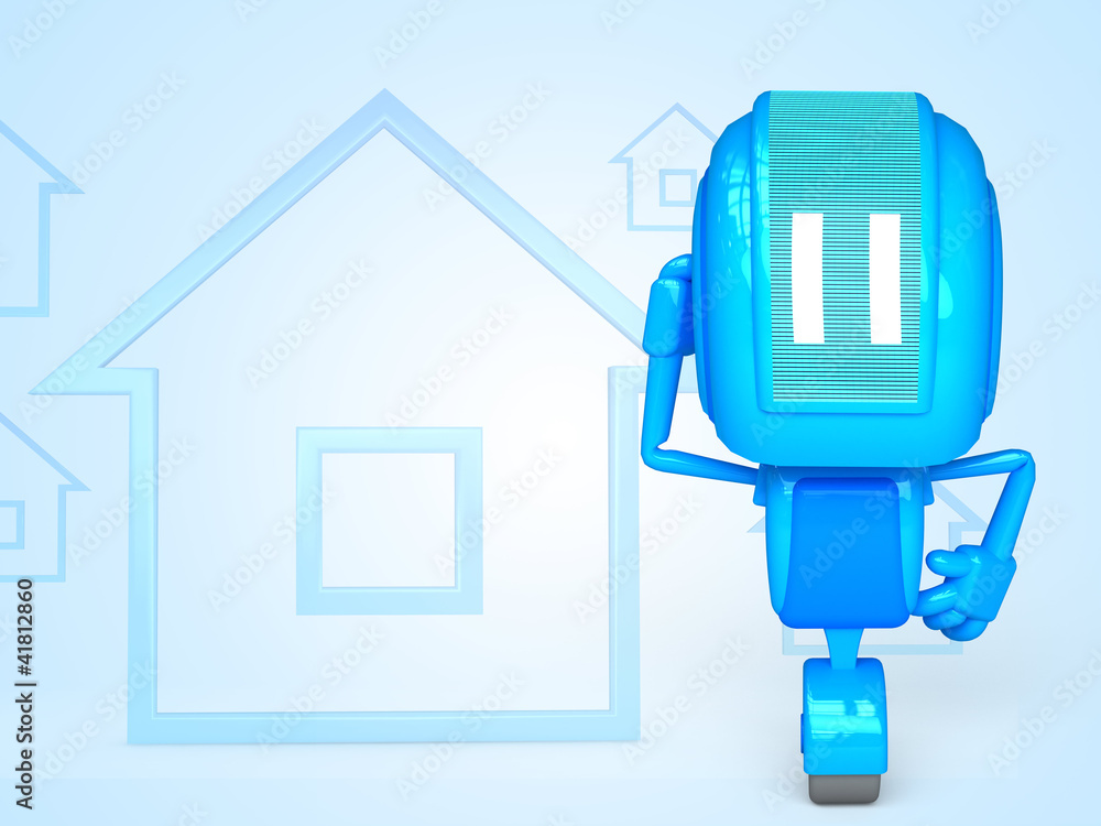 robot with house icon robot with house icon