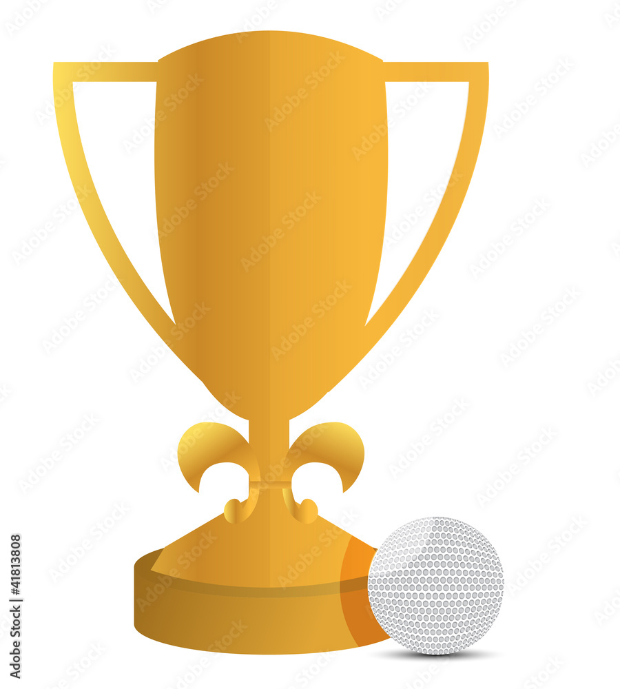 trophy and golf ball illustration design over white trophy and golf ball illustration design over white